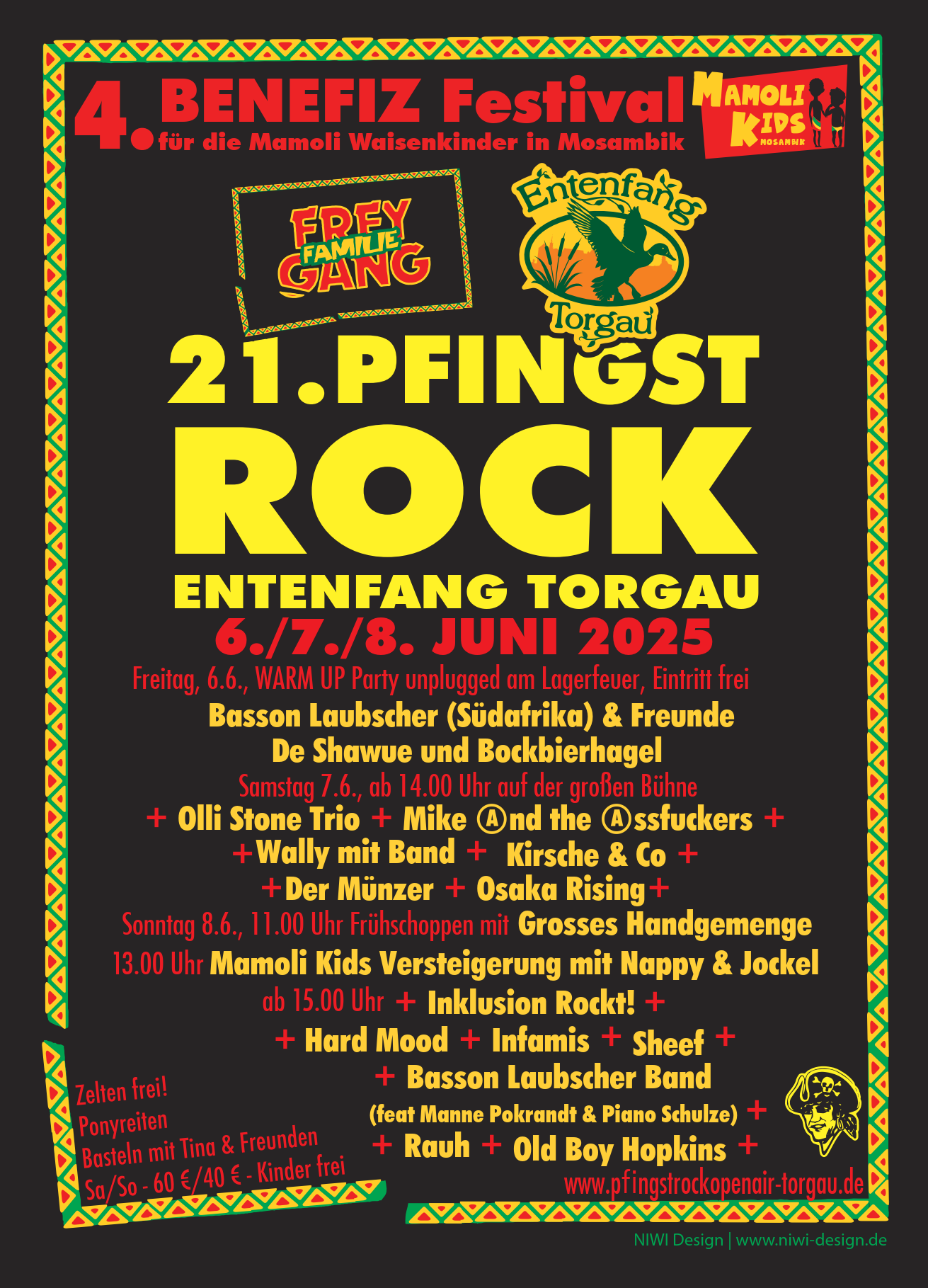 ENTENFANG TORGAU 21.PFINGST ROCK BENEFIZ Festival
für die Mamoli Waisenkinder in Mosambik